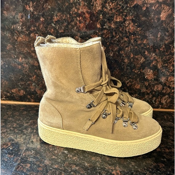 J/SLIDES NYC J Slides leather Faux Fur Lined Bolt Boots 6.5 - Picture 2 of 11